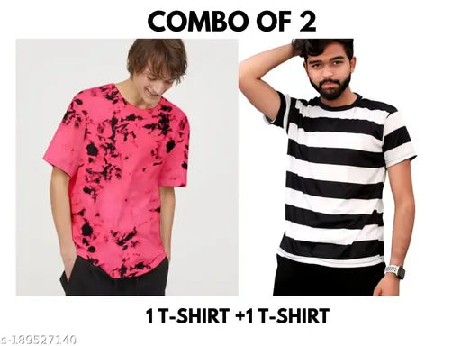 Large striped Lycra oversized t-shirt for men, quality fabric with a lasting print of 10 years from RAMSHEE (size S: 36in x 28.5in, M: 38in x 28.5in, L: 40in x 28.5in, XL: 42in x 28.5in)