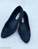 Women's black ballerinas, PU material, embellished slip-on shoes, size UK/IND 4-9 (size EURO: 37-42)
