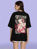 Oversized black womens t-shirt with graphic print