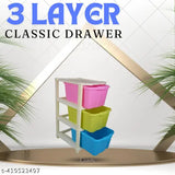 Three-layer plastic modular chest storage organizer