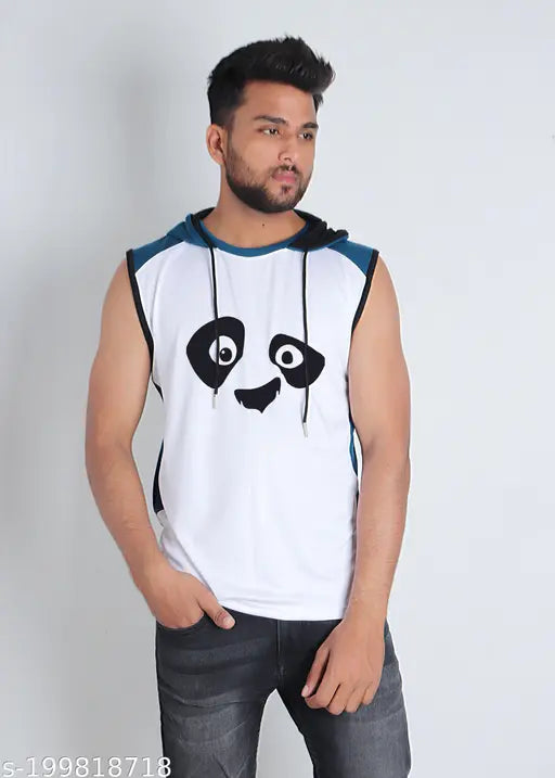 Panda Face Polycotton Sleeveless Tee, fun animal print for casual wear