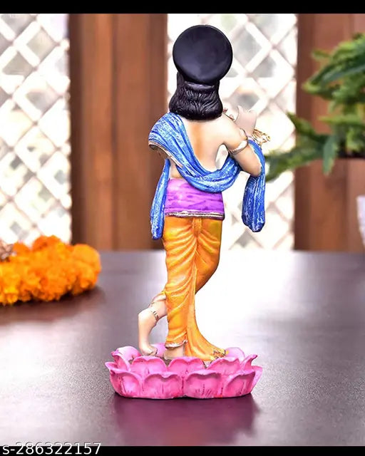 Resin Krishna statue, 10.5cm x 27.5cm x 8cm, Indian God Lord Krishna figurine for home decor and gifting
