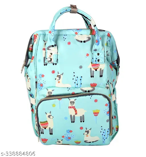 Alpaca blue maternity diaper backpack, water-resistant with large capacity and functional compartments for essential baby items. Big exposure design, practical, portable, and stylish