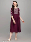 Adrika Superior Kurti, maroon with floral embroidery