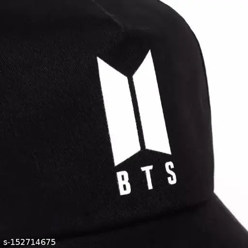 Adjustable black cotton KTM and BTS cap with free black mask for men and boys. Printed sports design, suitable for outdoor activities in the sun. Made in India