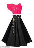 Yellow-Blue embellished cotton blend lehenga choli for girls (2-15 years), high-quality silk fabric with mirror work