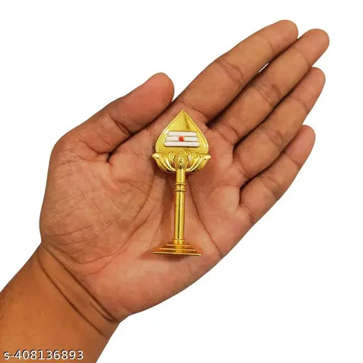 Golden Murugan Vel metal showpiece (7cm), decorative idol for Pooja room, office, car dashboard, or home decor