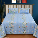 Water-resistant plaid cotton blend double bedsheet flat with 2 pillow covers (Printid), ideal for adults in summer. Stylish bedroom decor accessory from Chand Home Furnishings." (105 characters)