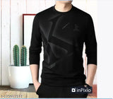 Round Neck Cotton Blend T-Shirt, long sleeves, printed pattern, soft, lightweight, breathable, high-quality, India origin