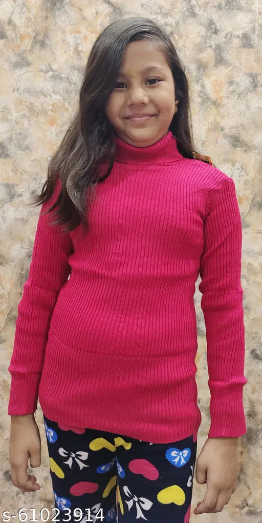 Red woolen high neck turtle neck sweater for kids winter, pack of 1 (size 6-12 months)