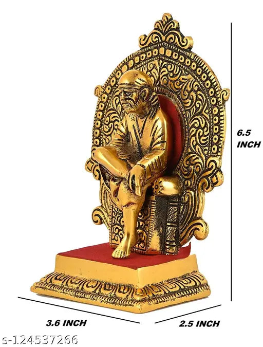 Sai Baba oxide metal idol, 2.5"x3.5"x6.5", traditional home decor for spiritual spaces