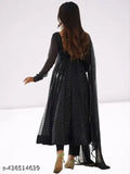 Georgette 3/4 sleeve round neck gown, printed women's party wear in various sizes (S-XL), dyed/washed net, casual to formal, daily use