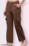 Brown cargo pants with pockets and a zip fly
