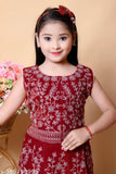 Velvet embroidered lehenga cholis for girls, rich Indian attire with 1 piece in sizes: 3-4 Years, 4-5 Years, 5-6 Years, 6-7 Years