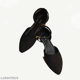 Suede embellished ankle flat sandals, black, perfect for party or casual wear