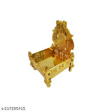 Golden metal Singhasan for Laddu Gopal Krishna, handmade Indian decor showpiece