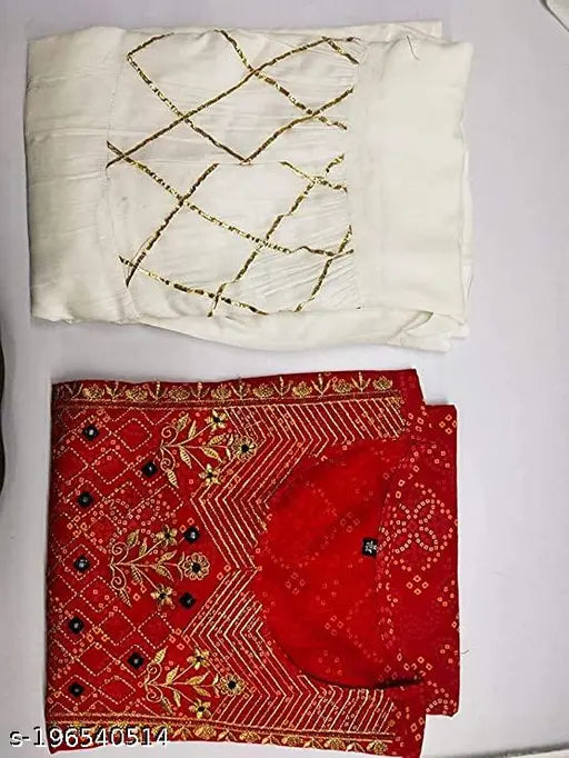 Red and white viscose rayon printed straight kurta set with matching dupatta