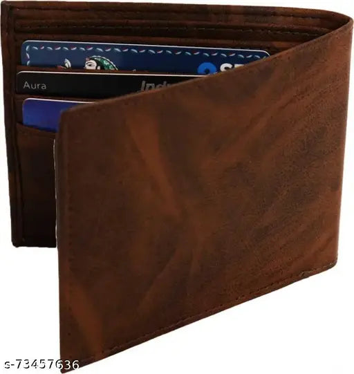 Classic World PU Leather Wallet - Solid, lightweight, faux leather men's wallet with 2 zip compartments for daily use, ideal gift