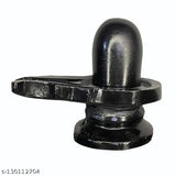 Black Marble Shivling & Nandi Statue - Traditional Home Temple Decor, 14cm x 10cm x 8cm, Handcrafted, Waterproof