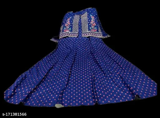 Purple rayon fabric, printed design, embellished with sequence stones