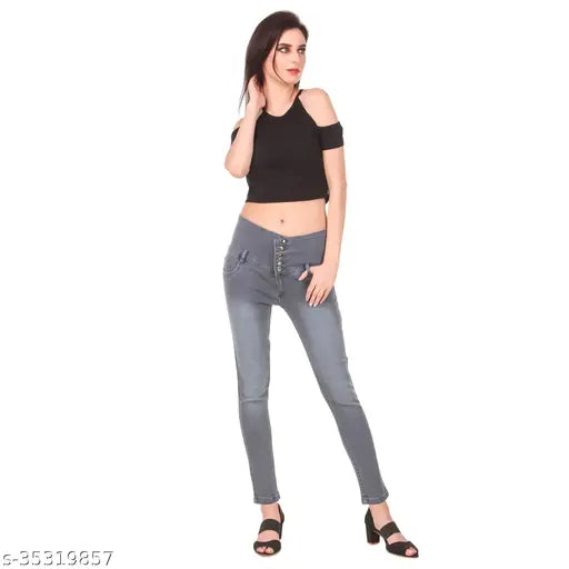 Black, denim, distressed skinny jeans