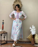 Blue floral printed churidar kurta pajama set