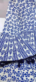 This is a blue rayon long anarkali dress with Mandarin collar