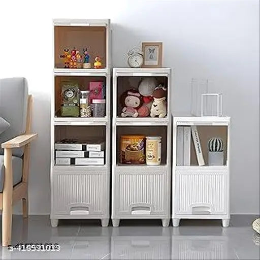 White modular storage organizer, versatile plastic drawer unit, ideal for neat and tidy storage solutions, Elightway Mart design