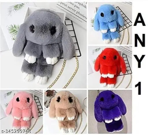 1PC Cute Rabbit Sling Bag, Fluffy Bunny Shoulder Bag, Cross Body Sling Bag For Girls, Soft Hand Bag For Girls, Pack 1
