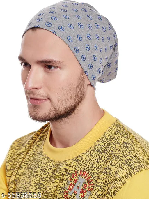 Multicolor cotton beanie cap by Vimal Jonney, men's solid pattern headwear from India