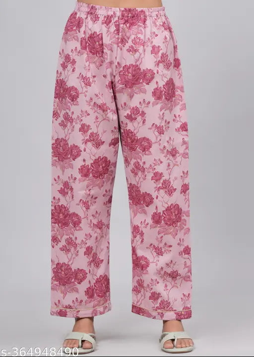 women's cotton nightsuit set, printed pattern, comfortable sleepwear, India-origin