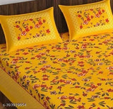 Double bed cotton sheets with 2 pillow covers, 100cm x 90cm x 0.5cm, Jaipuri cotton quality for cozy home decor