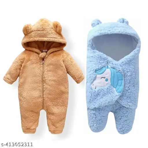 Unisex cotton baby flannel swaddle blanket, 0-6 months hooded wearable for newborns