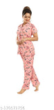 Satin printed nightsuit for women and girls, multicolor butterfly design on satin pyjamas set
