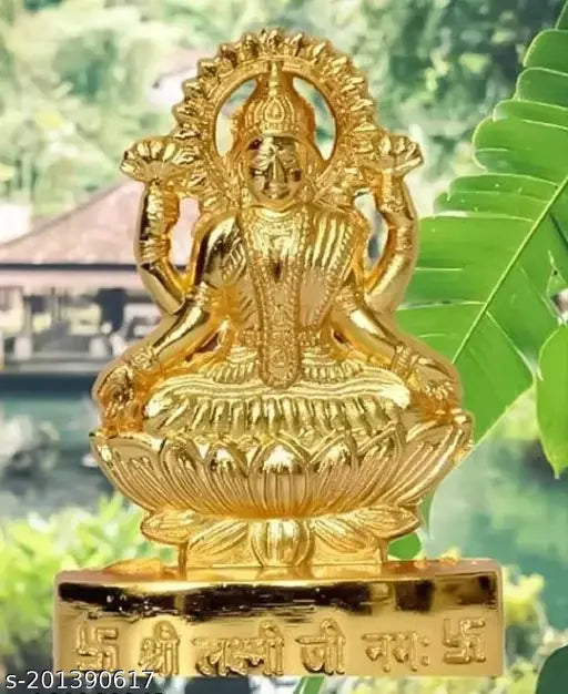 Brass Diwali Laxmi Mata idol, 7x11x1.5 inches, India-made