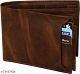 Classic World PU Leather Wallet: Solid brown faux leather mens wallet with 2 zip compartments, perfect for daily use and gifting