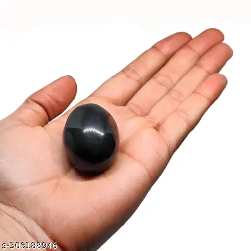 Original black marble Chaturbahu Vishnu Shaligram for Pooja, 1.5x2x1.5 inches, natural from Kali Gandaki River, India