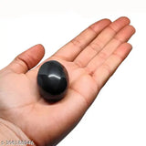 Original black marble Chaturbahu Vishnu Shaligram for Pooja, 1.5x2x1.5 inches, natural from Kali Gandaki River, India