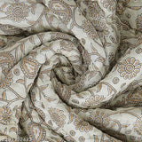 Cream-colored pure satin Rajasthani Jaipuri festive season quilt with gold printed pattern, 1524cm x 2286cm size