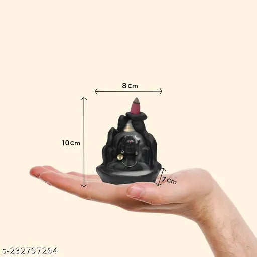 Black glass incense holder with 100 backflow cones, designed for Shiv pooja or shivratri celebration
