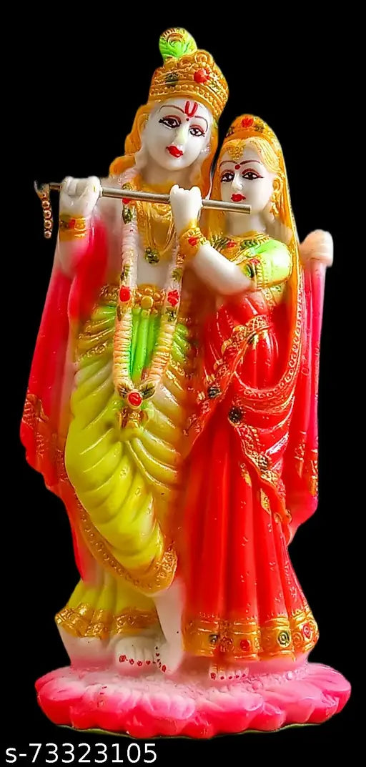 Multicolor Big Size PVC Radha Krishna Idol, vibrant representation of Hindu deities for home decor, 23 cm high