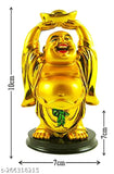 Laughing Buddha with Money Ingot, 12cm resin figurine for Feng Shui, Indian-made wealth symbol for home decor