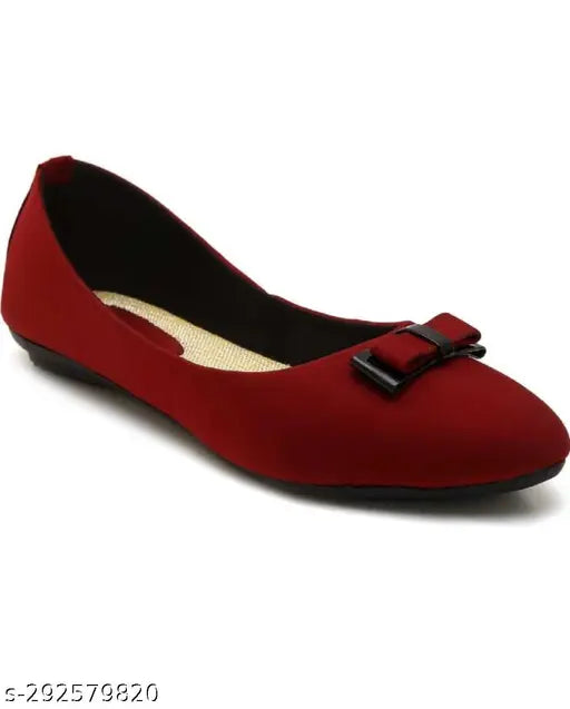 Red synthetic ballerinas, slip-on design for women, Laxmi trace stylish footwear