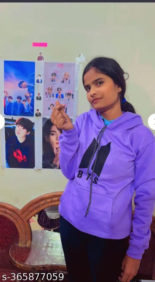 BTS Girls wool hoodie, printed net long sleeves, size 9-10 years, children's clothing