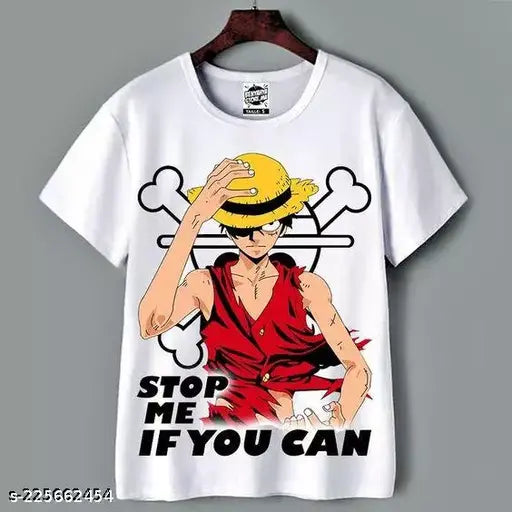 Printed LUFFY ANIMI half sleeve t-shirt for men in polycotton, casual and comfortable fit