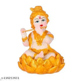 Alaukik polyresin Krishna Makhan Chor statue (L 10 x H 13 cm), intricate Hindu deity for home decor and pooja gift showpiece, India-origin