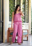 Rayon night suit set, soft and breathable pyjamas with printed net pattern, XS-XXXL sizes