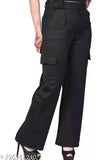 Cotton blend bell bottom trousers by Dwell Fashion, self-design net pattern, available in sizes 26, 28, 30, 32 (waist 26-32, length 36in)