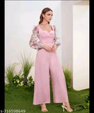 Lycra Bollywood-style jumpsuit, solid net, long sleeves, available in S-XXXL sizes