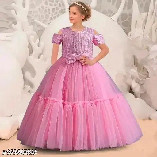 Embroidered net Bollywood-style party dress with sequin work, size 10-11 years, Indian origin